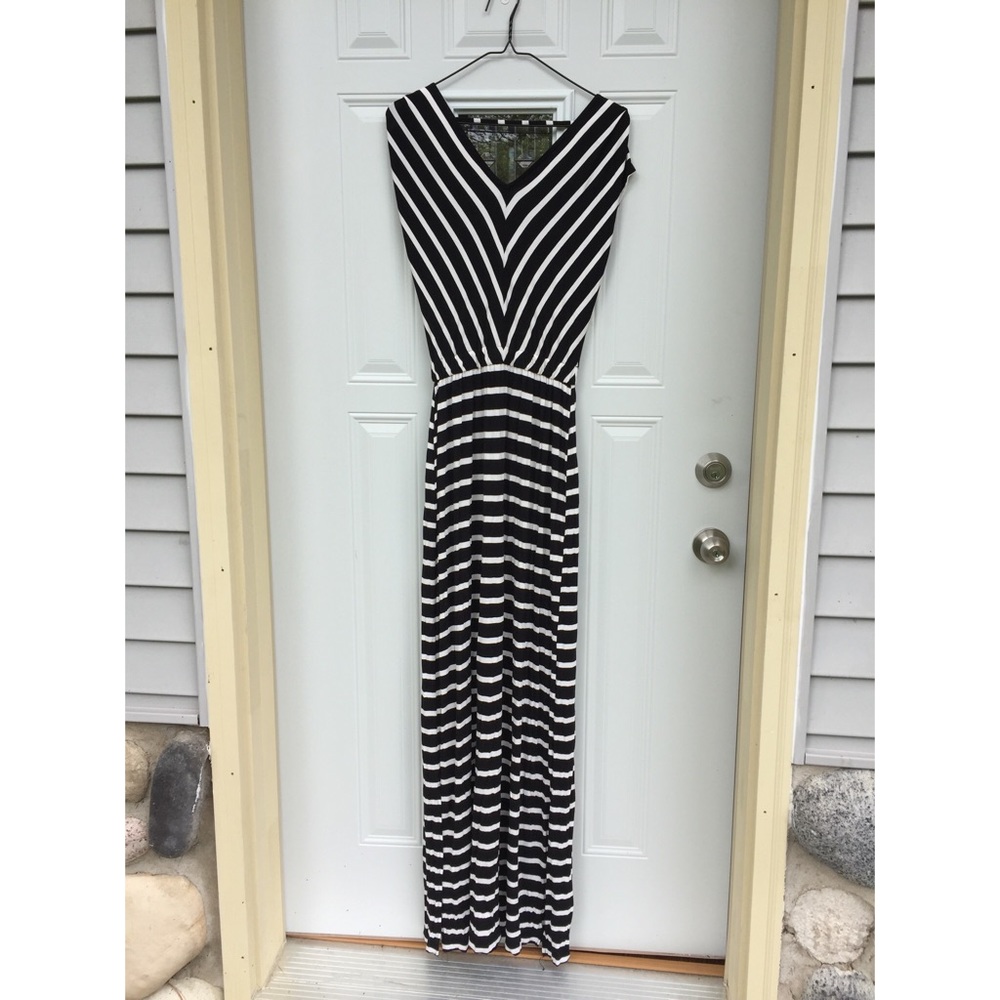 Black and White Striped Maxi Dress